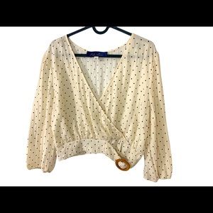 Blue rair blouse polka dots🐝